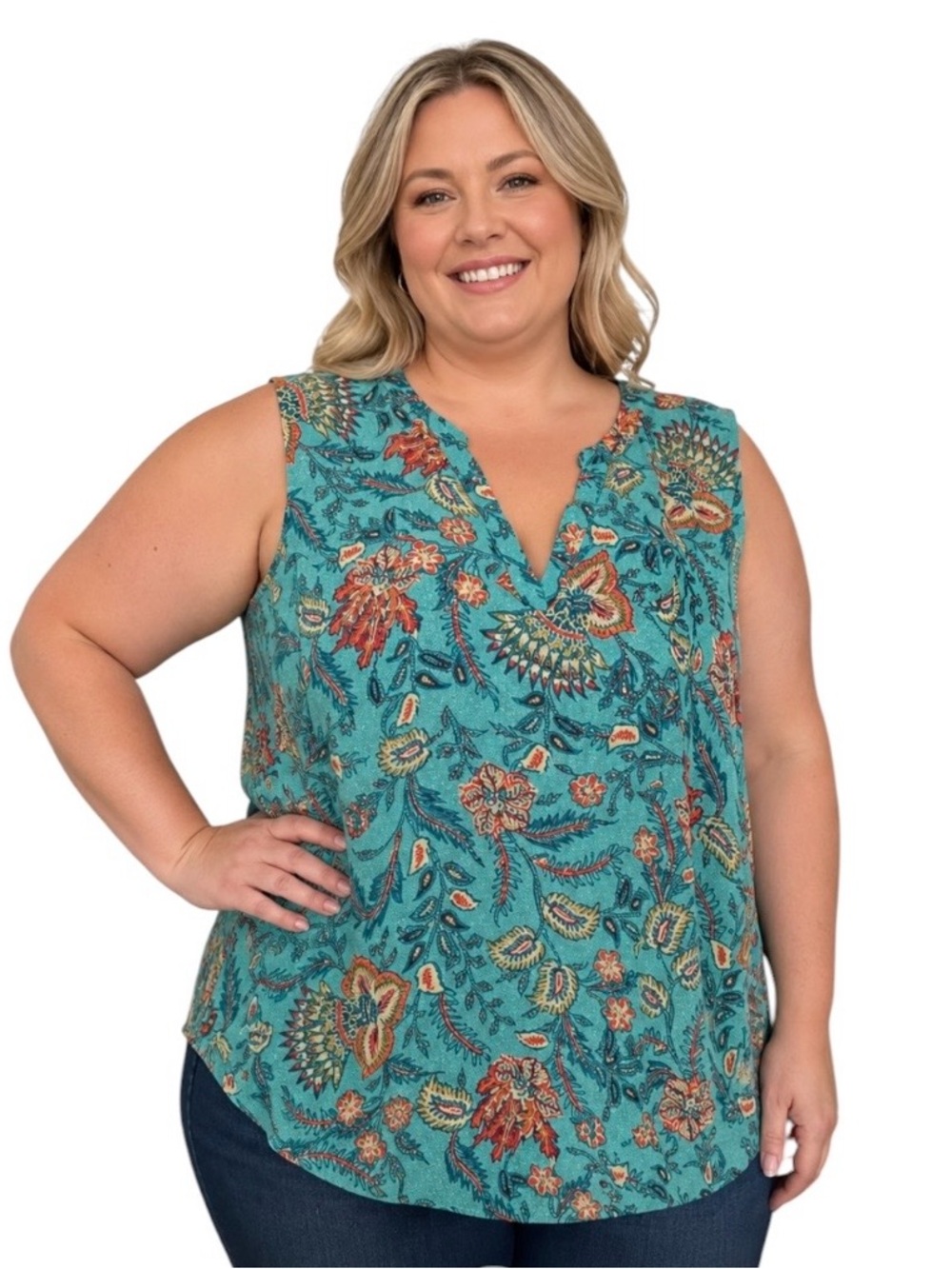 Maurice’s Turquoise Paisley Sleeveless Top 2X NWT